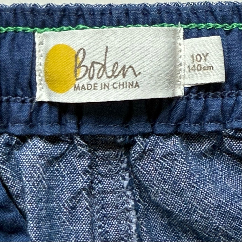 Boden Kids' Unisex Smart Chambray Pull-On Pants - Size 10 - Picture 10 of 10